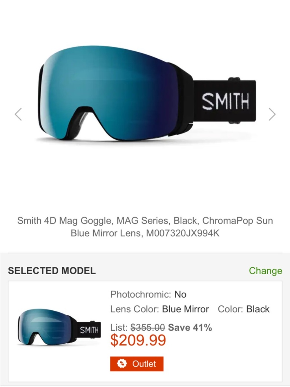 Smith 4D Mag Series Goggle